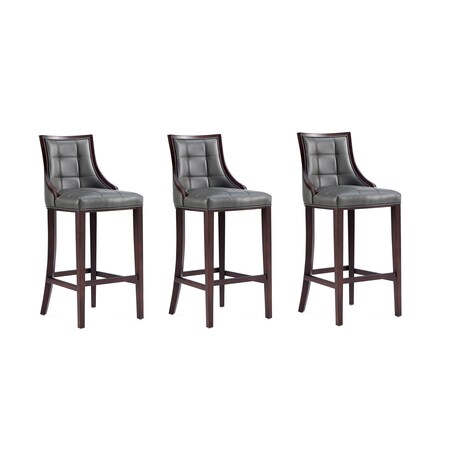 Manhattan Comfort Fifth Avenue Faux Leather Barstool in Pebble Grey- Set of 3 3-BS007-PE
